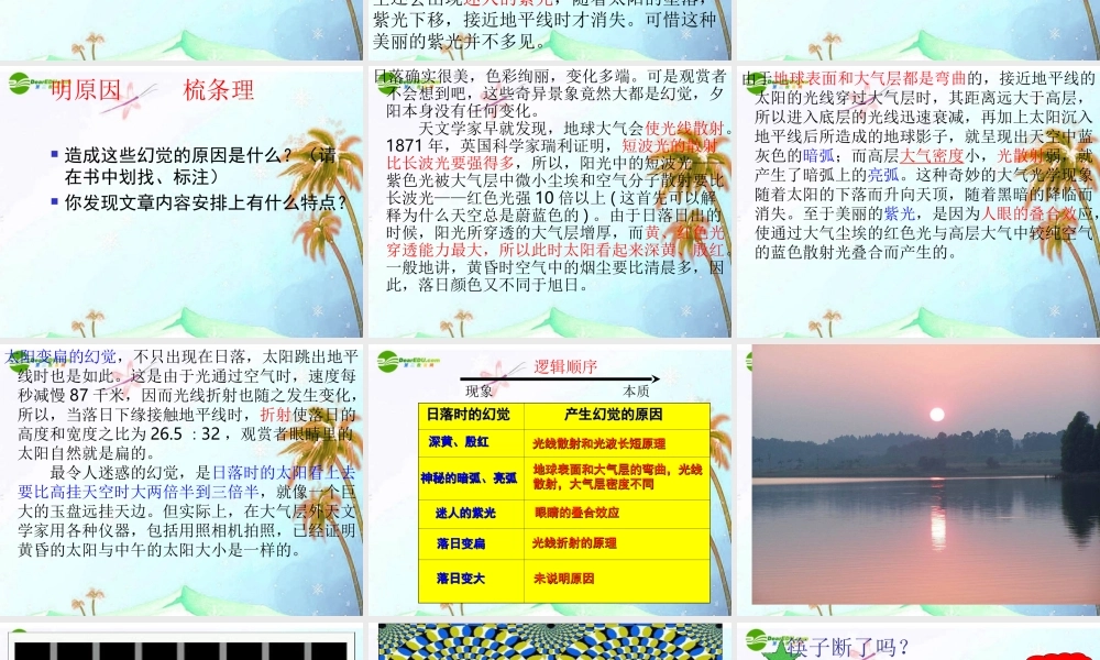 八年级语文上册(落日的幻觉)教学课件  人教新课标版 课件