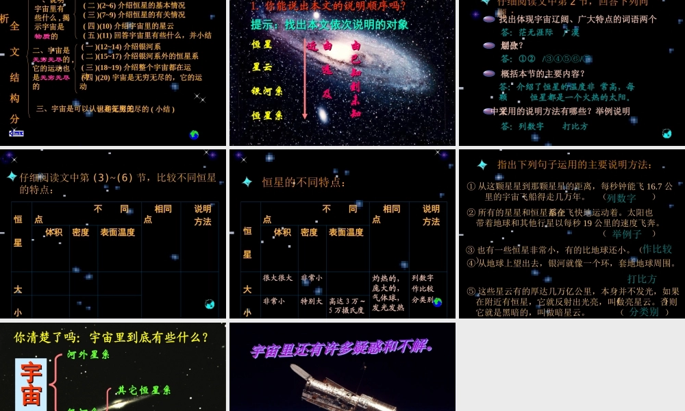 八年级语文下册(宇宙里有些什么)课件 苏教版 课件