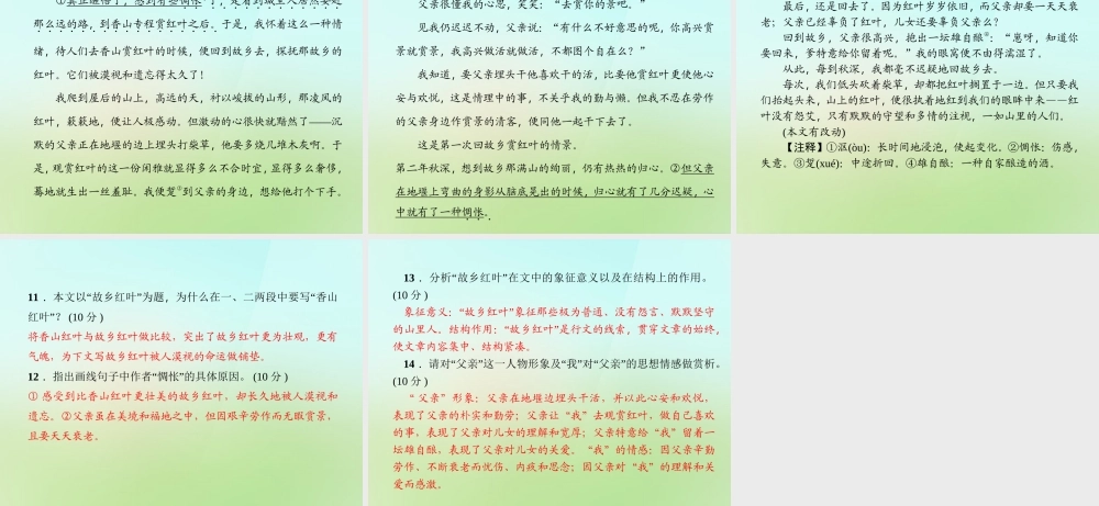 九年级语文上册 3西花厅的海棠花又开了习题课件 语文版 课件