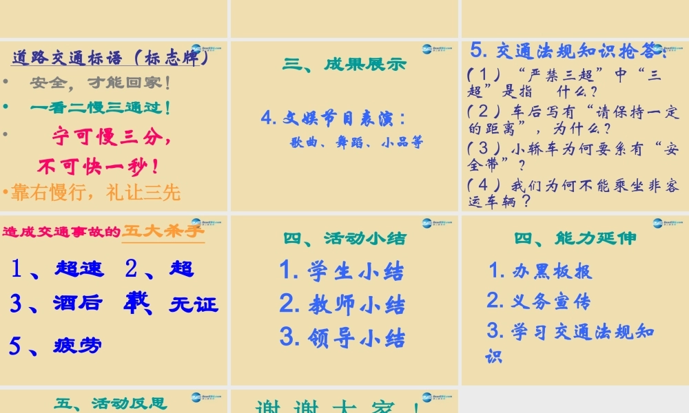 中学安全教育主题班会(关爱生命 安全出行)课件