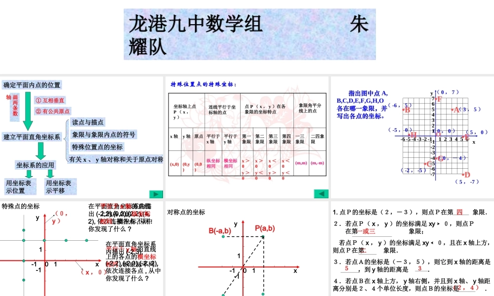 八年级数学 第六章图形与坐标复习课件 浙教版 课件