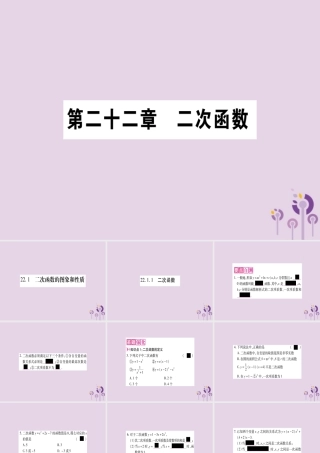 九年级数学上册 第二十二章 二次函数 221 二次函数的图象和性质 2211 二次函数作业课件 (新版)新人教版 课件