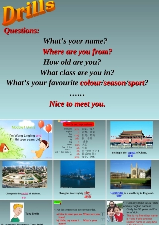 Unit2I'mWangLinglingandI'mthirteenyearsold.