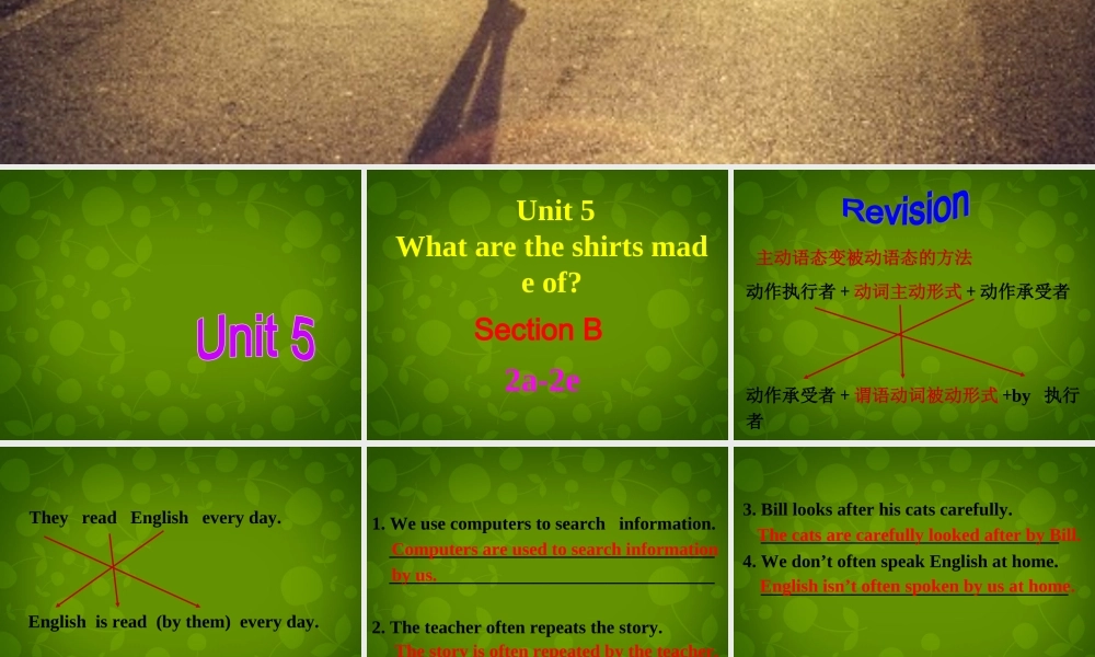 九年级英语全册 Unit 5 What are the shirts made of Section B(2a 2e)课件 (新版)人教新目标版 课件