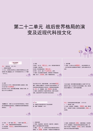 中考历史备战复习 世界史 第二十二单元 战后世界格局的演变及近现代科技文化课件