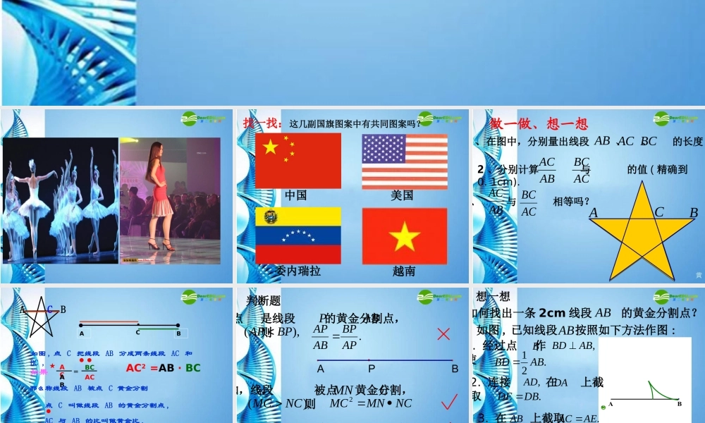 八年级数学下册 4.2(黄金分割)课件 北师大版 课件