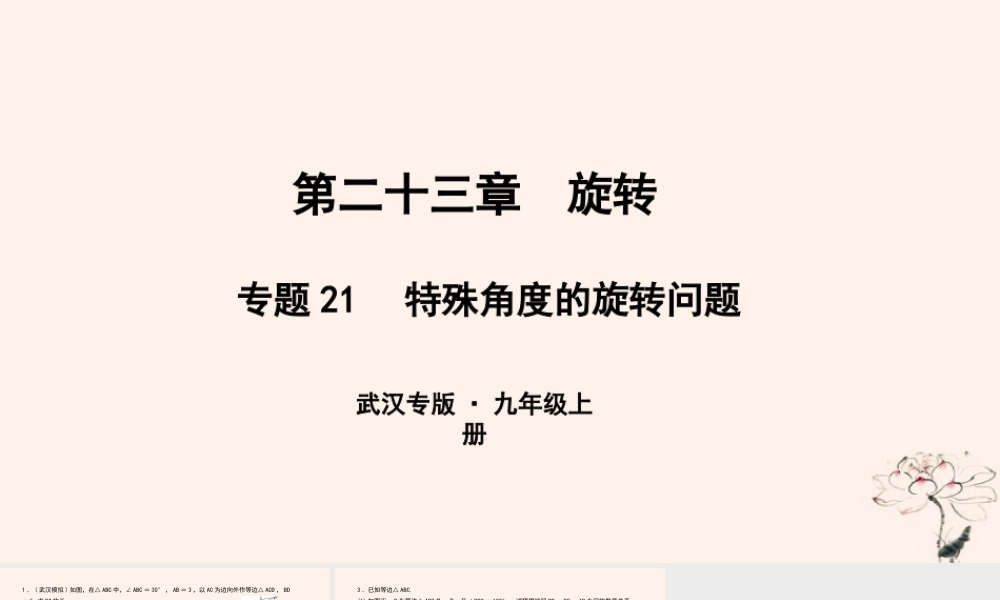 九年级数学上册 第二十三章 旋转 专题21 特殊角度的旋转问题课件 (新版)新人教版 课件