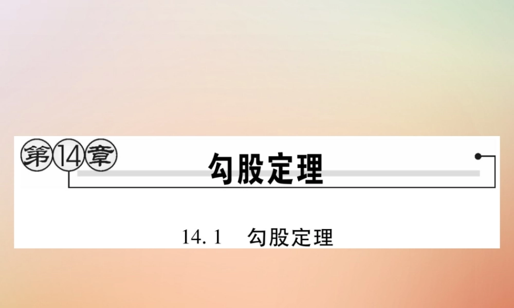 八年级数学上册 第14章 勾股定理 14.1 勾股定理 14.1.1 直角三角形三边的关系(第1课时)课时检测课件 (新版)华东师大版 课件