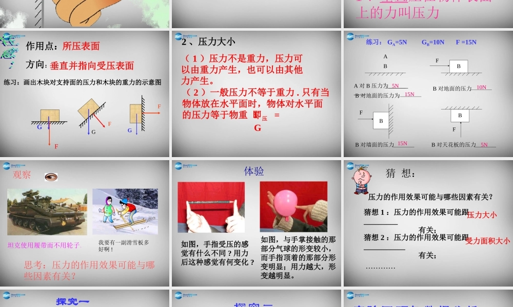 八年级物理下册 压力和压强课件 (新版)新人教版 课件