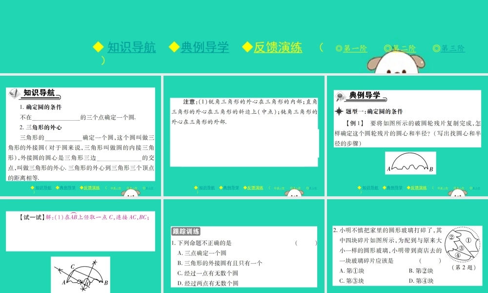 九年级数学下册 第三章(圆)5 确定圆的条件习题课件 (新版)北师大版 课件