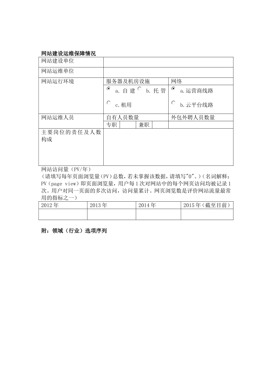 全国政府网站建设运维情况统计调查表_第2页
