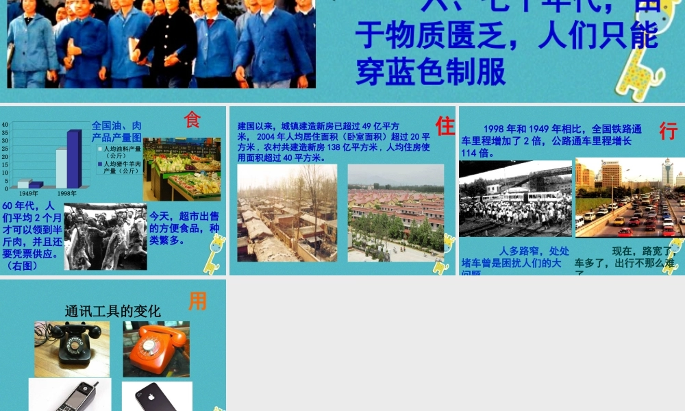 九年级政治全册 第二单元 财富论坛 第四课 走向小康 从衣食住行看小康素材 教科版 素材
