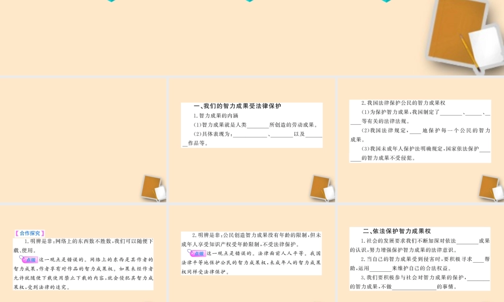 山东省10-11版八年级政治上册 4.9.2 法律保护我们的无形财产课件 人民版  课件