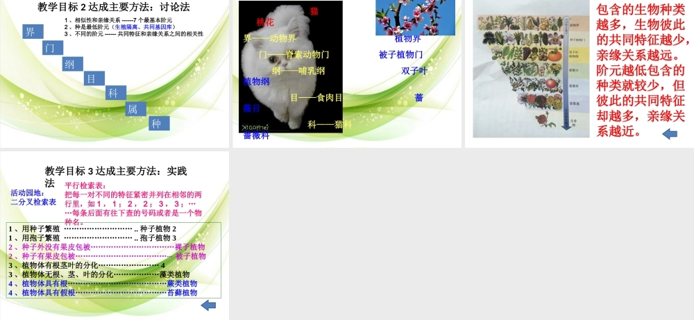 基于单元教学设计的目标分层设置（生物的分类）