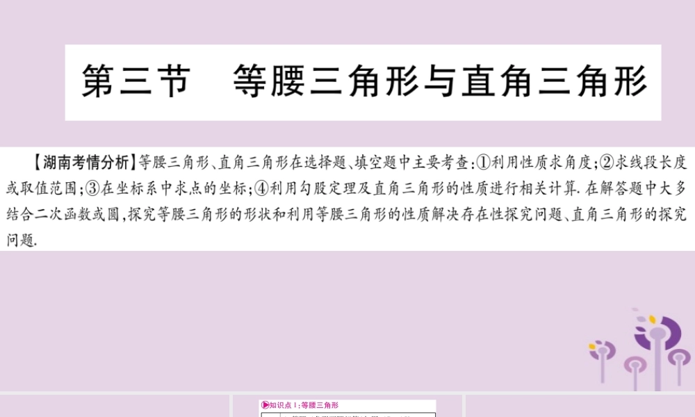 中考数学复习 第一轮 考点系统复习 第4章 三角形 第3节 等腰三角形与直角三角形导学课件