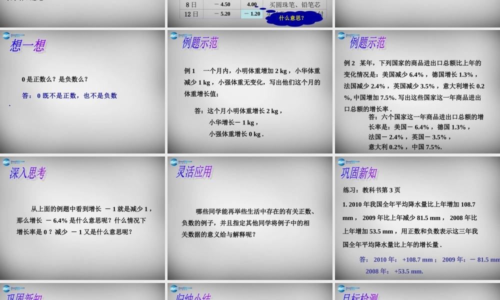 中学七年级数学上册 1.1 正数和负数课件1 (新版)新人教版