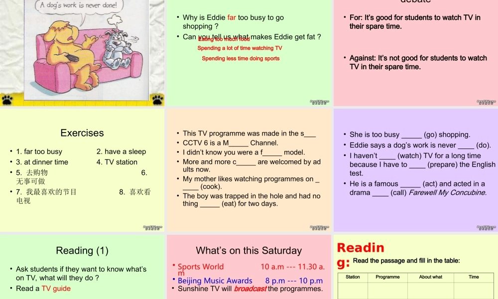 九年级英语Unit4 TV programmes 牛津英语 课件