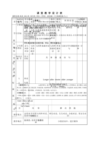 刘巧珍课堂教学设计模板