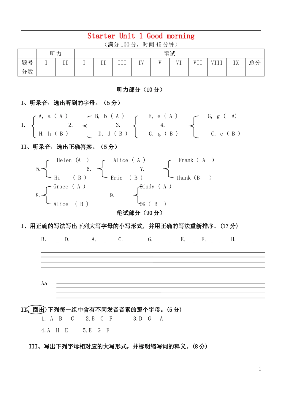 七年级英语上册StarterUnit1Goodmorning_第1页