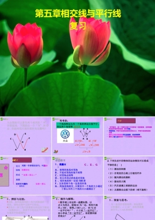 七年级数学下册 第五章相交线与平行线复习课件 人教新课标版 课件