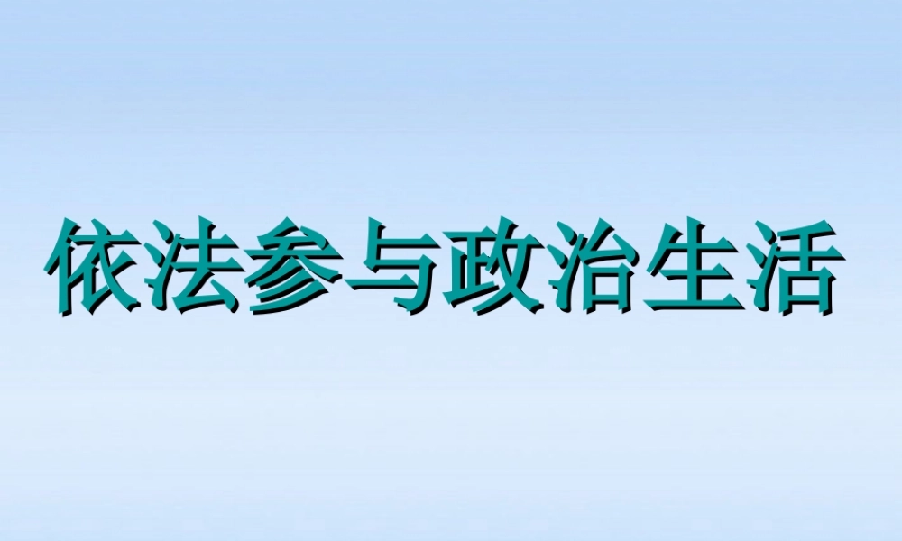 九年级政治 63依法参与政治生活课件 人教新课标版 课件