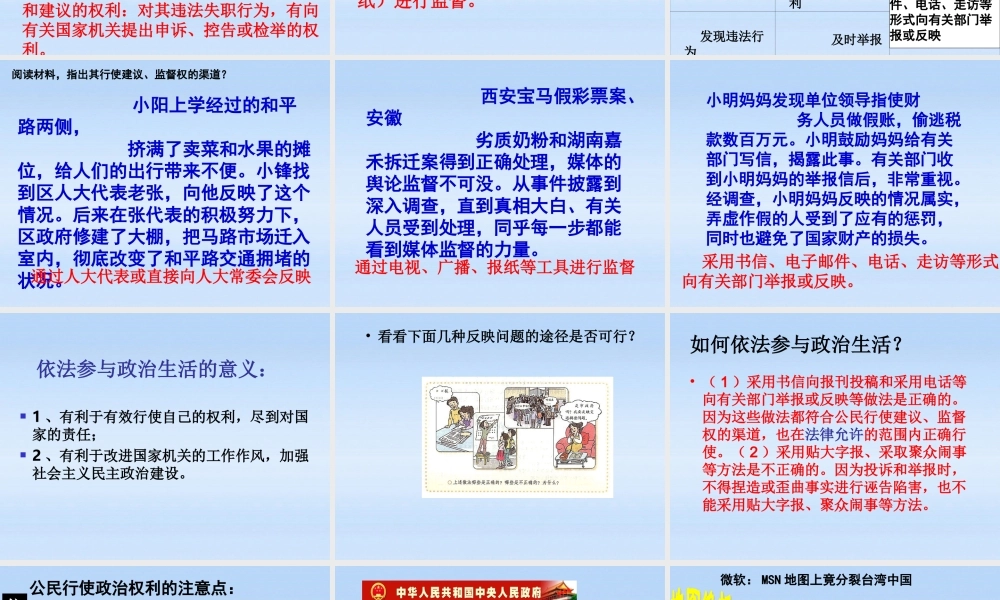 九年级政治 63依法参与政治生活课件 人教新课标版 课件