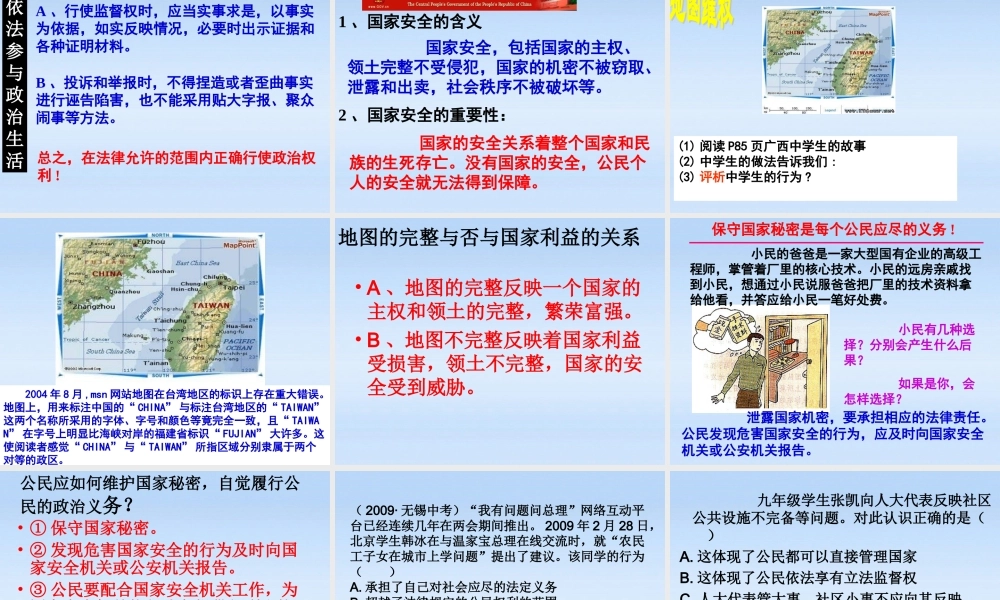 九年级政治 63依法参与政治生活课件 人教新课标版 课件