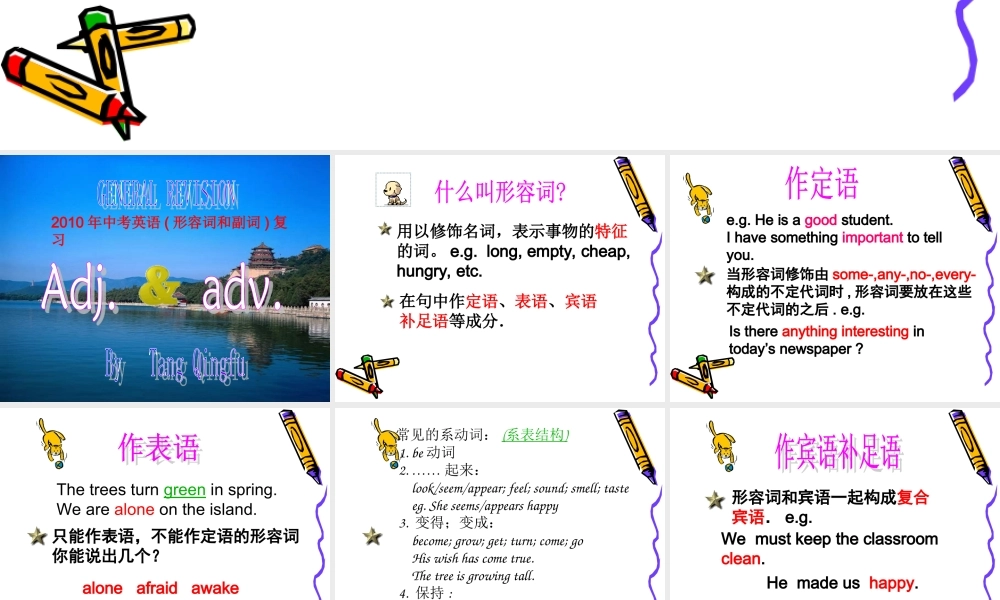 初中英语中考(形容词和副词)复习课件