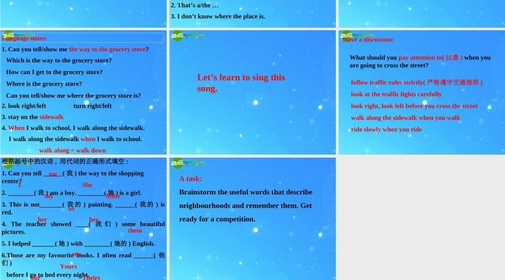 八年级英上册 Unit 4 My Neighbourhood Lesson 28课件 冀教版 课件