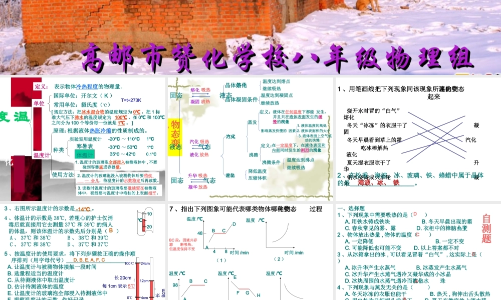 八年级物理 期末复习第二章物态变化课件1 苏科版 课件