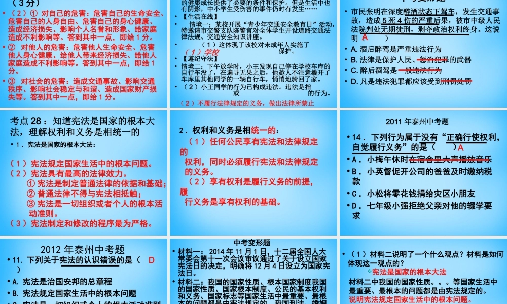 中考政治 八下 考点25 28复习课件