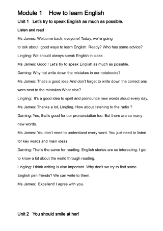 外研版2013新版_八年级上英语教材__前6个模块_课文