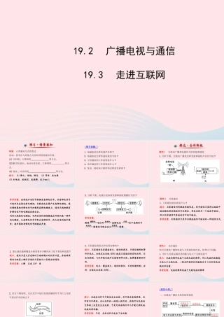 九年级物理下册 192 广播电视与通信 193走进互联网课件 (新版)粤教沪版 课件
