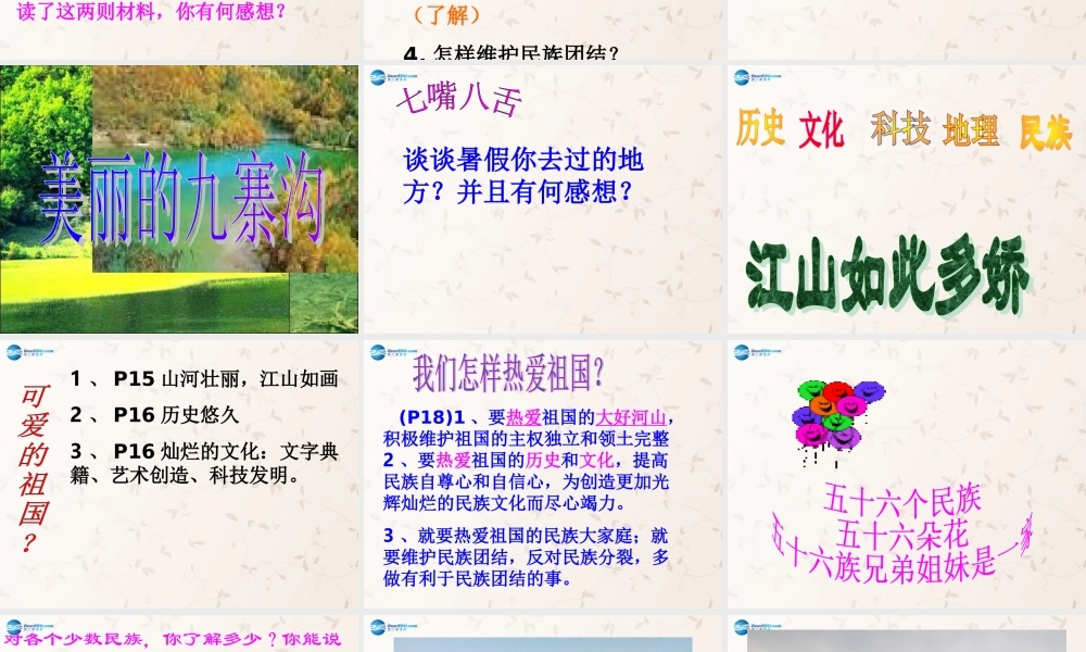 八年级政治上册 第2课 第1节 我爱你中国课件1 鲁教版 课件