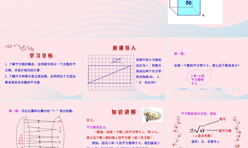 七年级数学上册 第四章 实数 2平方根第2课时课件 鲁教版五四制 课件