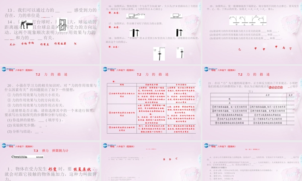八年级物理下册 第七章 力课件1 (新版)教科版 课件
