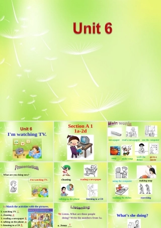 中学七年级英语下册 Unit 6 I m watching TV Section A 1课件1 (新版)人教新目标版 课件