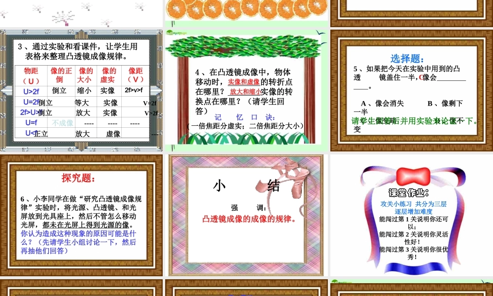 八年级物理上册 (探究凸透镜成像的规律)课件 人教新课标版 课件