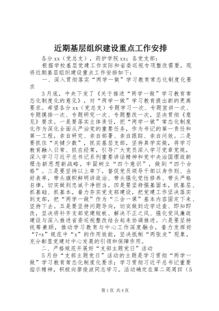 近期基层组织建设重点工作安排