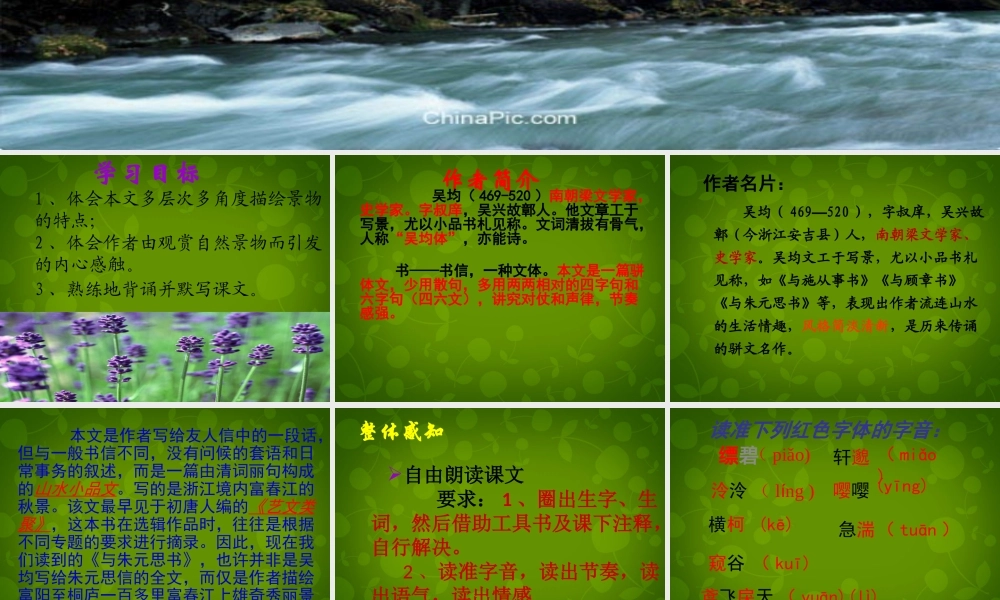 中学八年级语文下册(第21课 与朱元思书)课件 新人教版 课件