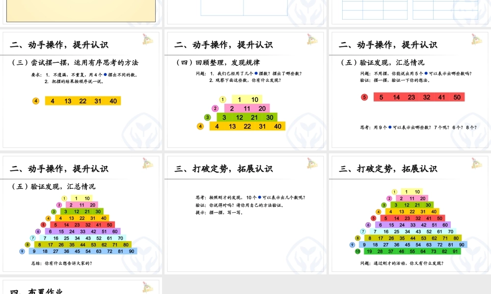 2015一年级数学下_100以内数的认识想一想摆一摆