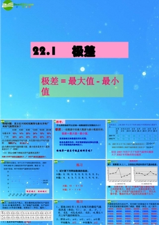八年级数学下册 22.1极差 课件 沪科版 课件