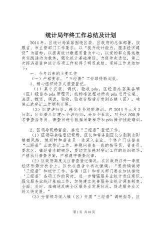 统计局年终工作总结及计划