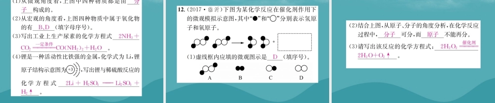 中考化学复习 滚动小专题(三)微观模型图课件 鲁教版 课件