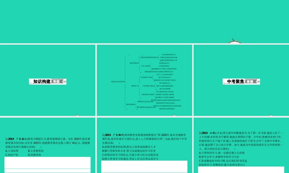 八年级政治下册 第七单元 我们的文化经济权利单元整合课件 粤教版 课件