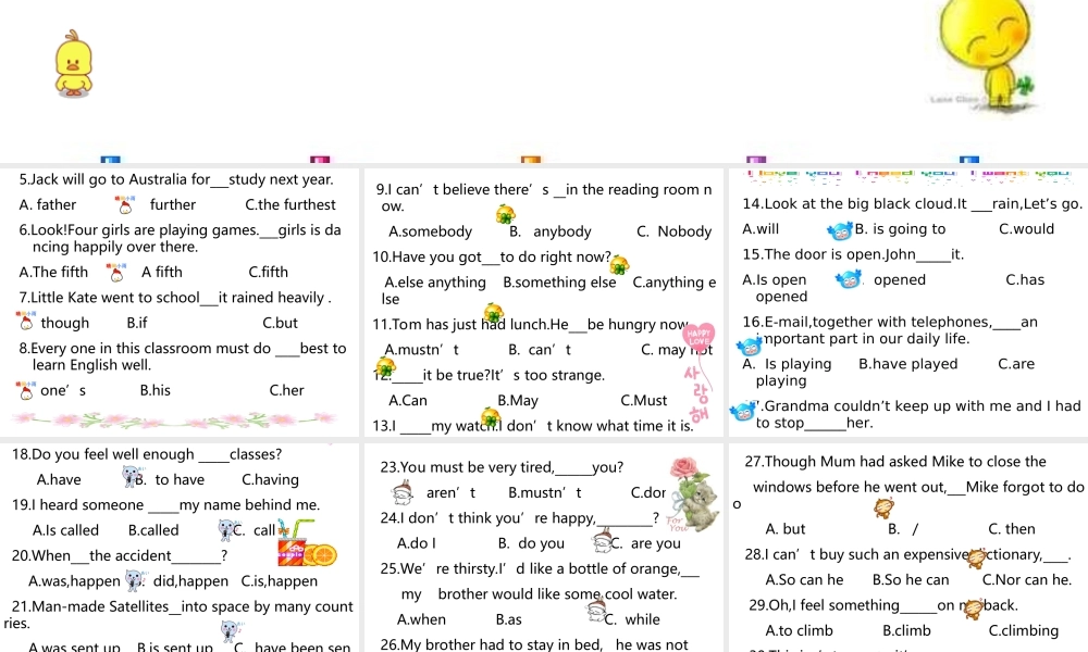 九年级英语选择填空课件