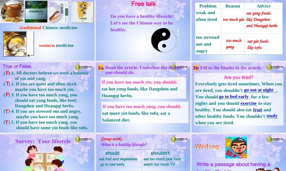 八年级英语上册(Unit 2 What's the matter Revision Section B2)课件 人教新目标版 课件