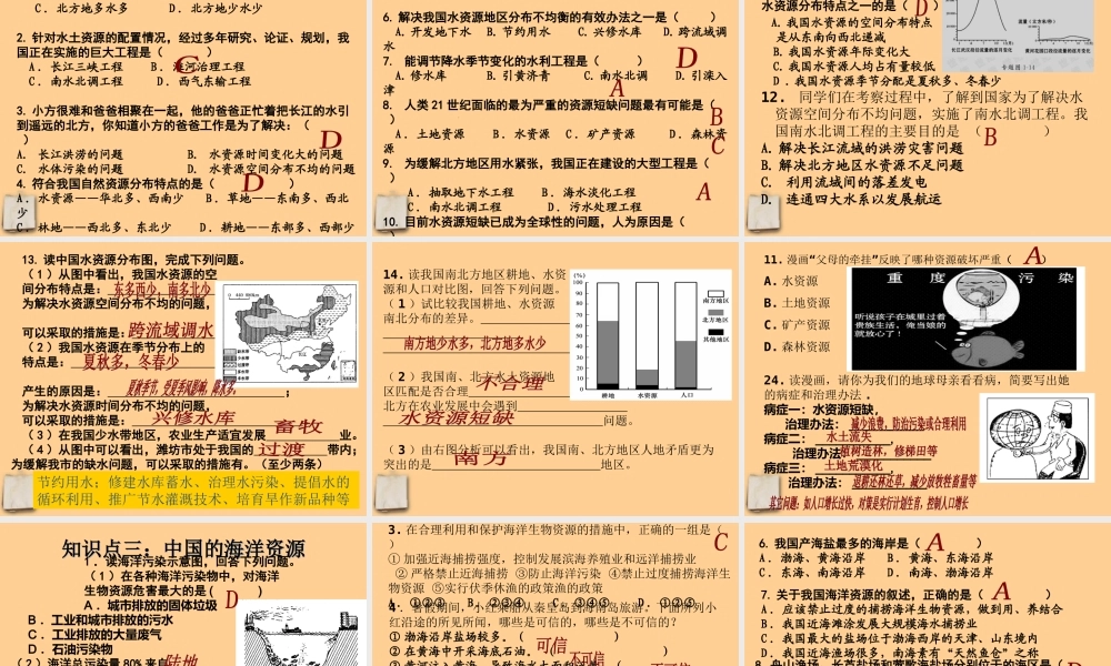 八年级地理上册 第三章中国的自然资源复习课件 湘教版 课件