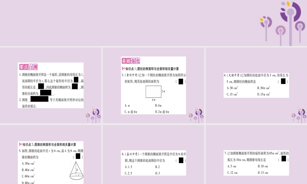 九年级数学上册 第二十四章 圆 244 弧长及扇形的面积 第2课时作业课件 (新版)新人教版 课件