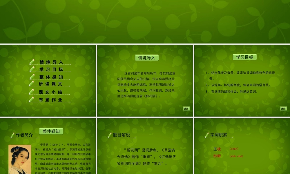 八年级语文下册(21 宋词四首)醉花阴课件 北京课改版 课件